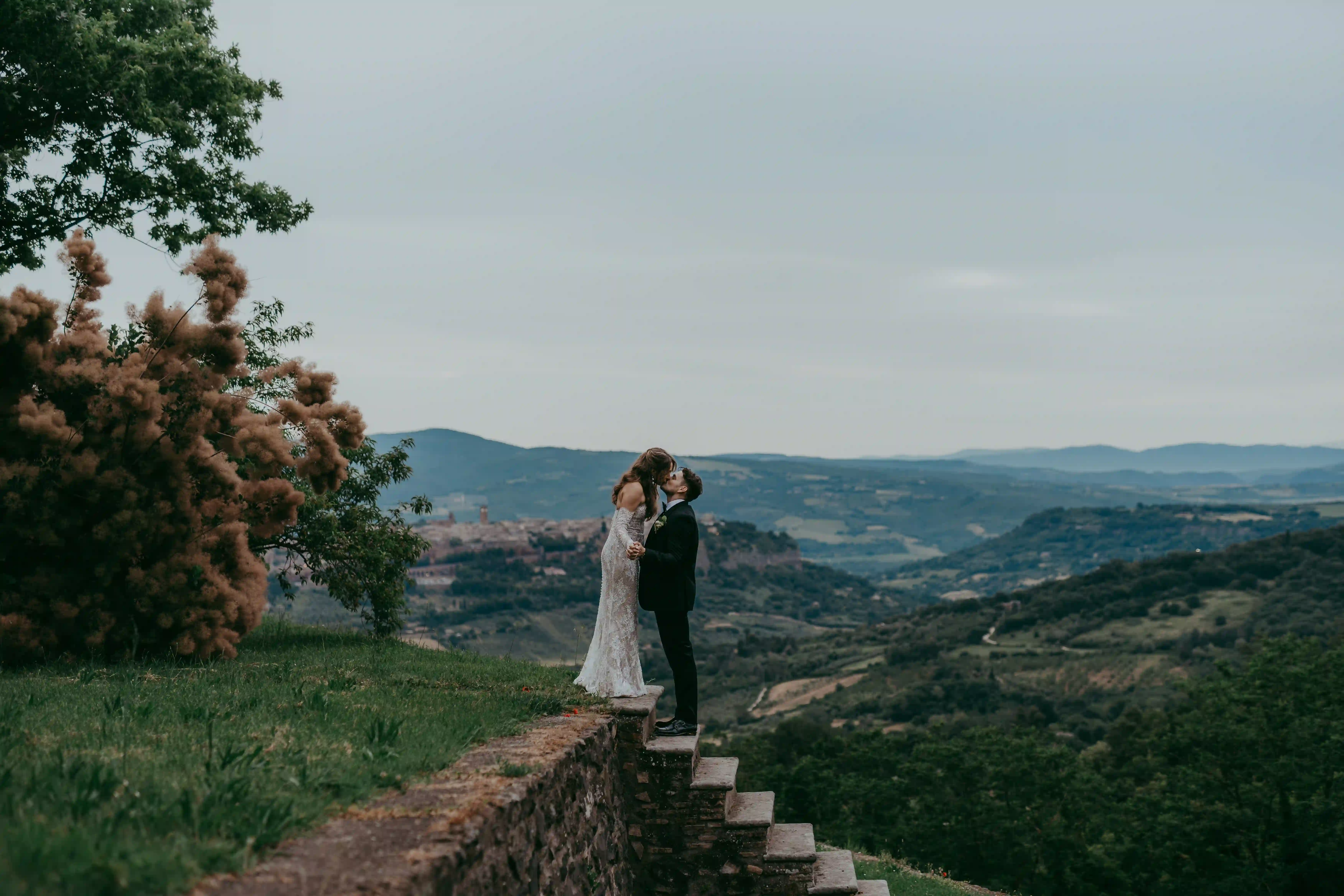 Golden sunset light in Umbria among the hills